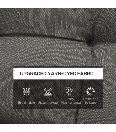 Outsunny 2pc Outdoor Seat Cushion with Backrest, Ties, for Garden, Grey