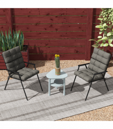 Outsunny 2pc Outdoor Seat Cushion with Backrest, Ties, for Garden, Grey