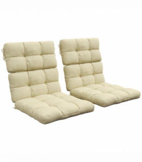 Outsunny 2pc Outdoor Seat Cushion with Backrest, Ties, for Garden, Beige