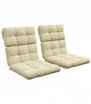 Outsunny 2pc Outdoor Seat Cushion with Backrest, Ties, for Garden, Beige