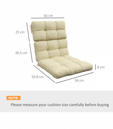 Outsunny 2pc Outdoor Seat Cushion with Backrest, Ties, for Garden, Beige