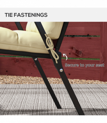 Outsunny 2pc Outdoor Seat Cushion with Backrest, Ties, for Garden, Beige