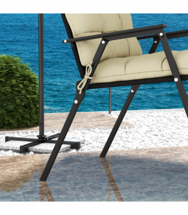 Outsunny 2pc Outdoor Seat Cushion with Backrest, Ties, for Garden, Beige