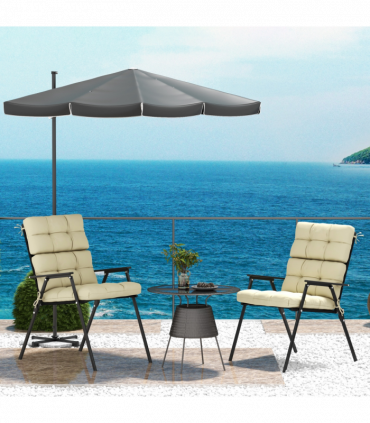 Outsunny 2pc Outdoor Seat Cushion with Backrest, Ties, for Garden, Beige