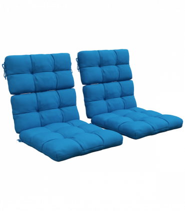 Outsunny 2pc Outdoor Seat Cushion with Backrest, Ties, for Garden, Blue
