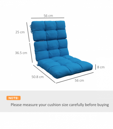 Outsunny 2pc Outdoor Seat Cushion with Backrest, Ties, for Garden, Blue