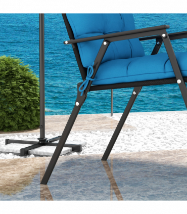 Outsunny 2pc Outdoor Seat Cushion with Backrest, Ties, for Garden, Blue