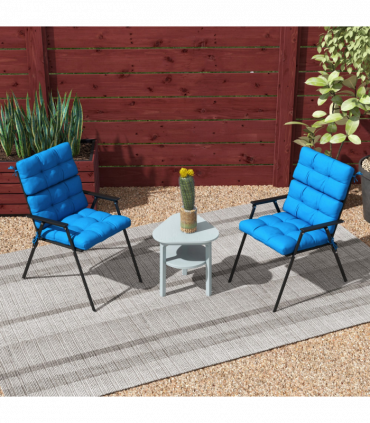 Outsunny 2pc Outdoor Seat Cushion with Backrest, Ties, for Garden, Blue