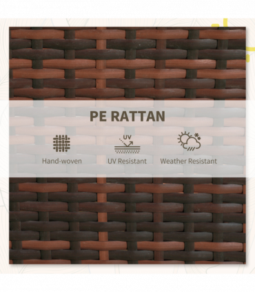 Outsunny 3 Pieces Rattan Bistro Set w/ Adjustable Backrest - Mixed-Brown