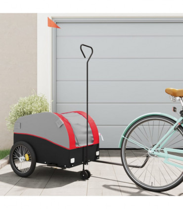 vidaXL Bike Trailer Black and Red 45 kg Iron