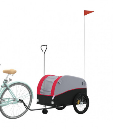 vidaXL Bike Trailer Black and Red 45 kg Iron
