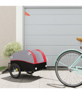 vidaXL Bike Trailer Black and Red 30 kg Iron