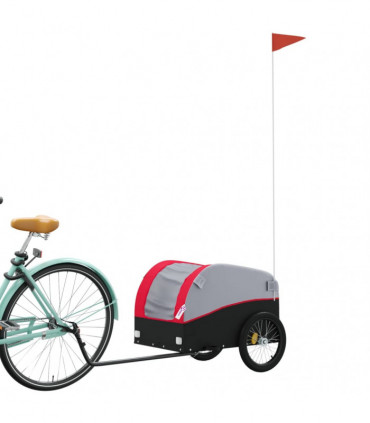 vidaXL Bike Trailer Black and Red 30 kg Iron