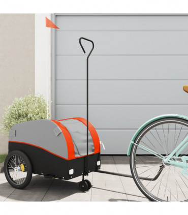 vidaXL Bike Trailer Black and Orange 30 kg Iron