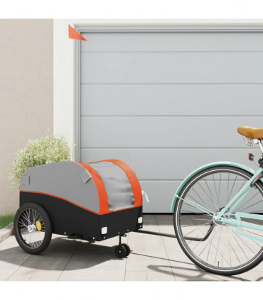 vidaXL Bike Trailer Black and Orange 45 kg Iron