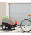 vidaXL Bike Trailer Black and Orange 45 kg Iron