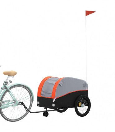 vidaXL Bike Trailer Black and Orange 45 kg Iron