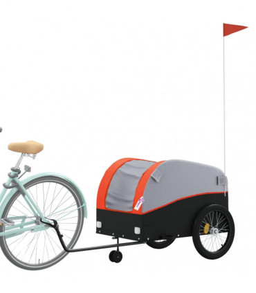 vidaXL Bike Trailer Black and Orange 45 kg Iron