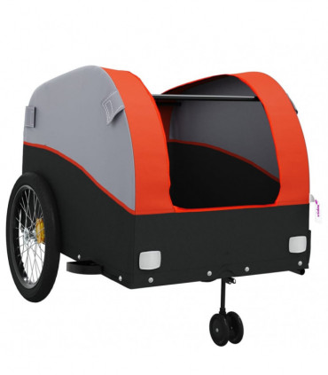 vidaXL Bike Trailer Black and Orange 45 kg Iron