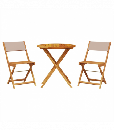 vidaXL 3 Piece Bistro Set Taupe Fabric and Solid Wood