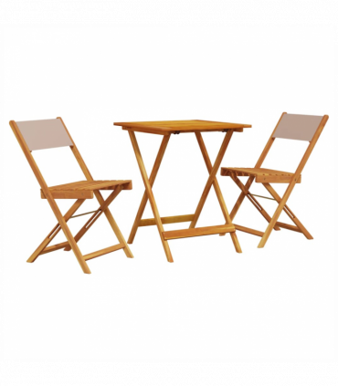 vidaXL 3 Piece Bistro Set Taupe Fabric and Solid Wood