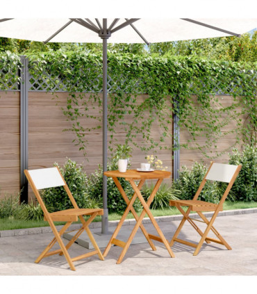 vidaXL 3 Piece Bistro Set Cream White Fabric and Solid Wood