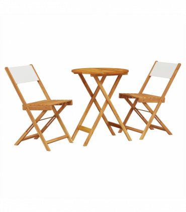 vidaXL 3 Piece Bistro Set Cream White Fabric and Solid Wood