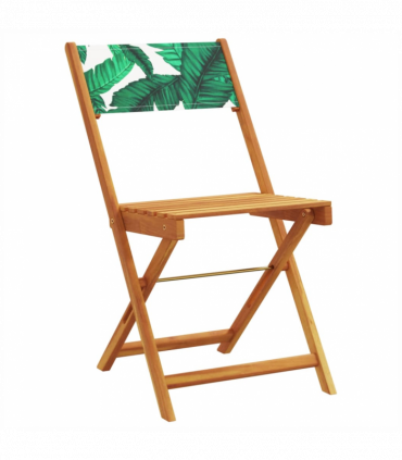 vidaXL 3 Piece Bistro Set Leaf Pattern Fabric and Solid Wood