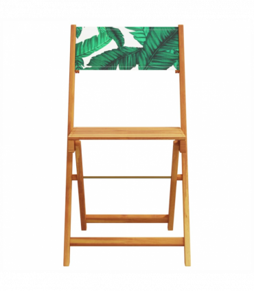 vidaXL 3 Piece Bistro Set Leaf Pattern Fabric and Solid Wood