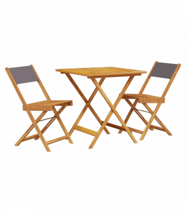 vidaXL 3 Piece Bistro Set Anthracite Fabric and Solid Wood