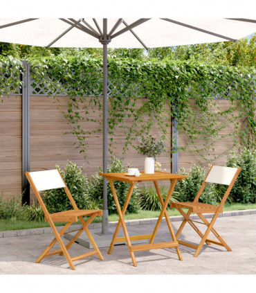 vidaXL 3 Piece Bistro Set Cream White Fabric and Solid Wood
