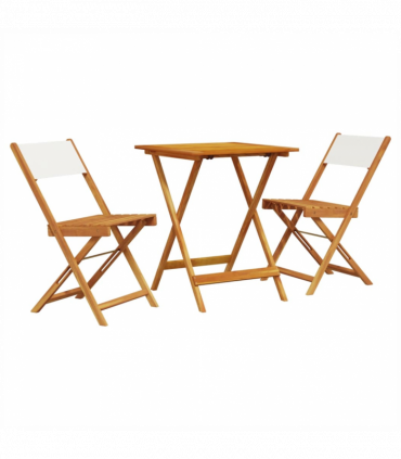 vidaXL 3 Piece Bistro Set Cream White Fabric and Solid Wood