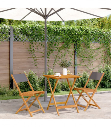 vidaXL 3 Piece Bistro Set Anthracite Fabric and Solid Wood