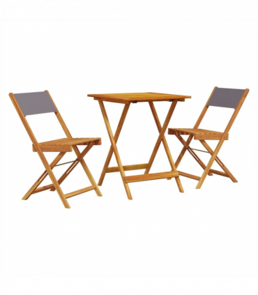 vidaXL 3 Piece Bistro Set Anthracite Fabric and Solid Wood