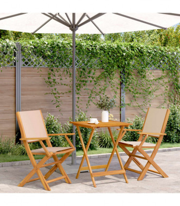 vidaXL 3 Piece Bistro Set Beige Fabric and Solid Wood