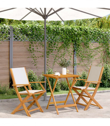 vidaXL 3 Piece Bistro Set Cream White Fabric and Solid Wood