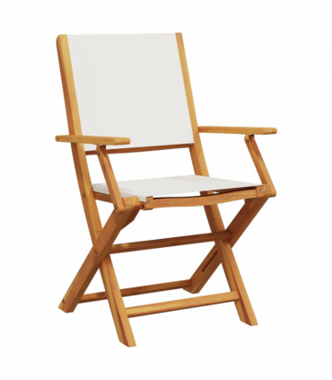 vidaXL 3 Piece Bistro Set Cream White Fabric and Solid Wood