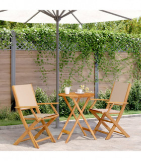 vidaXL 3 Piece Bistro Set Beige Fabric and Solid Wood
