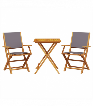 vidaXL 3 Piece Bistro Set Anthracite Fabric and Solid Wood