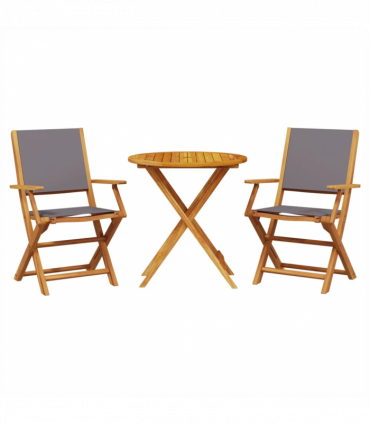 vidaXL 3 Piece Bistro Set Anthracite Fabric and Solid Wood