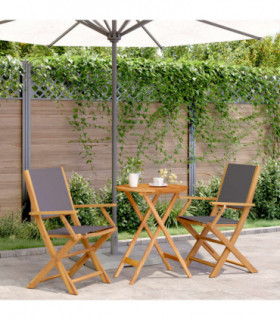 vidaXL 3 Piece Bistro Set Anthracite Fabric and Solid Wood