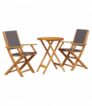 vidaXL 3 Piece Bistro Set Anthracite Fabric and Solid Wood