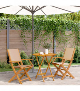 vidaXL 3 Piece Bistro Set Beige Fabric and Solid Wood