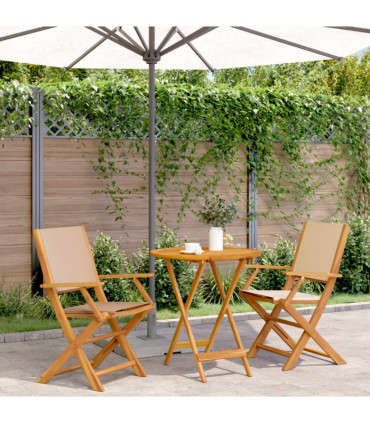 vidaXL 3 Piece Bistro Set Beige Fabric and Solid Wood