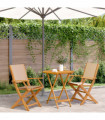 vidaXL 3 Piece Bistro Set Beige Fabric and Solid Wood