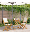 vidaXL 3 Piece Bistro Set Cream White Fabric and Solid Wood