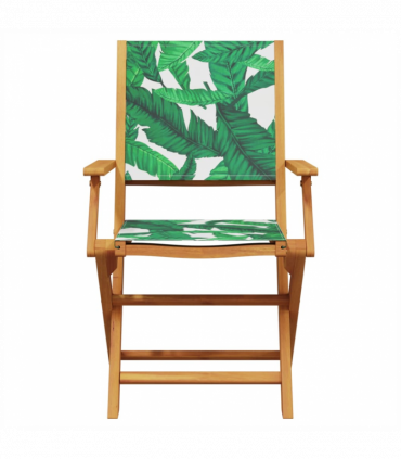 vidaXL 3 Piece Bistro Set Leaf Pattern Fabric and Solid Wood