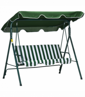 Outdoor 3-person Porch Swing Chair with Adjustable Canopy Green