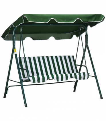Outdoor 3-person Porch Swing Chair with Adjustable Canopy Green