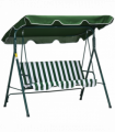 Outdoor 3-person Porch Swing Chair with Adjustable Canopy Green